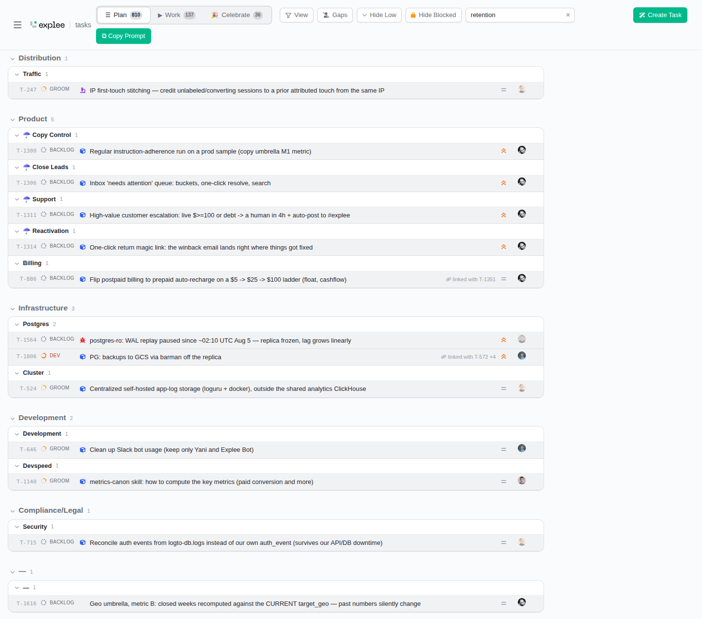 tasks.d retention backlog